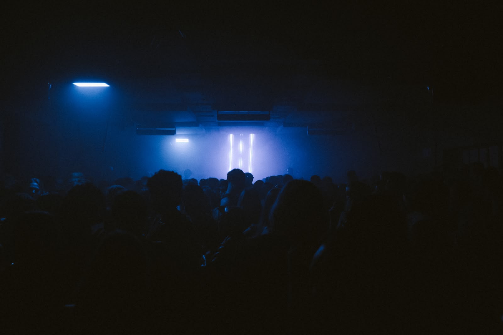 Crowd under blue light